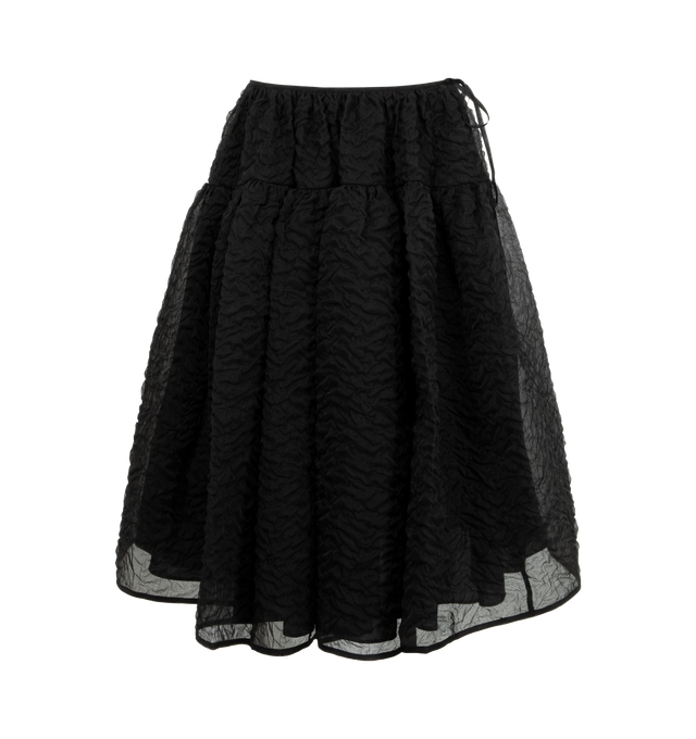 Image 1 of 3 - BLACK - CECILIE BAHNSEN Rosie Skirt featuring below the knee length, gathered, fully lined and closed with an invisible zipper and delicate bow at the back. 44% cotton, 33% polyamide, 23% polyester. Lining: 95% viscose, 5% elastane. 