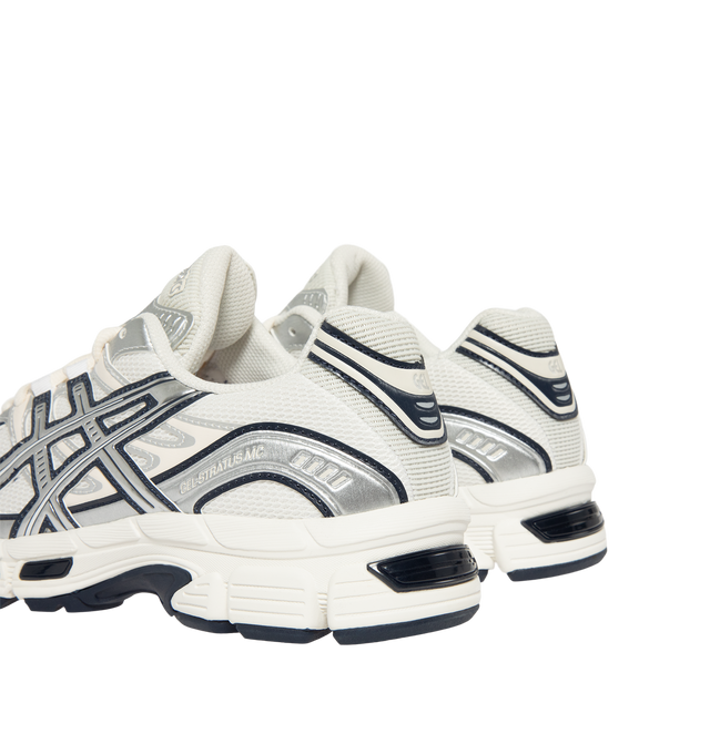 Image 3 of 5 - MULTI - Asics Men's GEL-STRATUS MC Sneakers feature an air mesh upper with synthetic leather overlays for breathable comfort, durability, and a technical-inspired look. Drawing from the brand's 2010s running heritage, these lifestyle sneakers combine rearfoot GEL technology with a cushioned midsole for enhanced shock absorption and everyday comfort. Main Material: Synthetic Leather and Mesh. Sole: Rubber.  