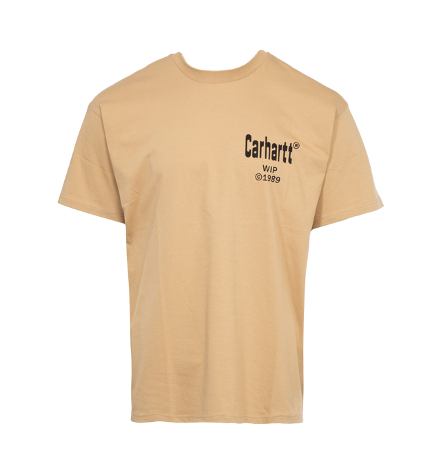 BROWN - CARHARTT WIP Home T-Shirt featuring ribbed crewneck, short sleeves and printed branding on front and back. 100% cotton.