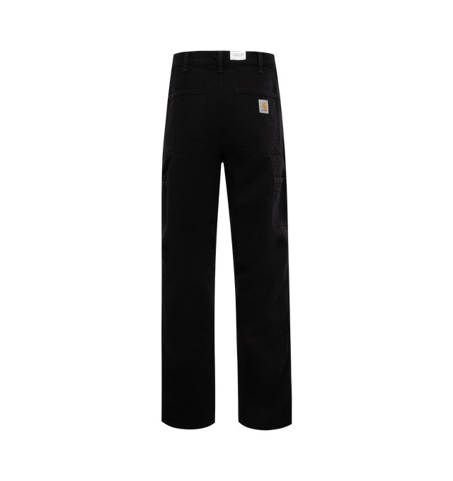 Image 2 of 3 - BLACK - CARHARTT WIP Double Knee Carpenter Pants featuring double-layer knees, zip fly with button closure, front slant pockets, tool pocket, back patch pockets and hammer loop. 100% cotton. 