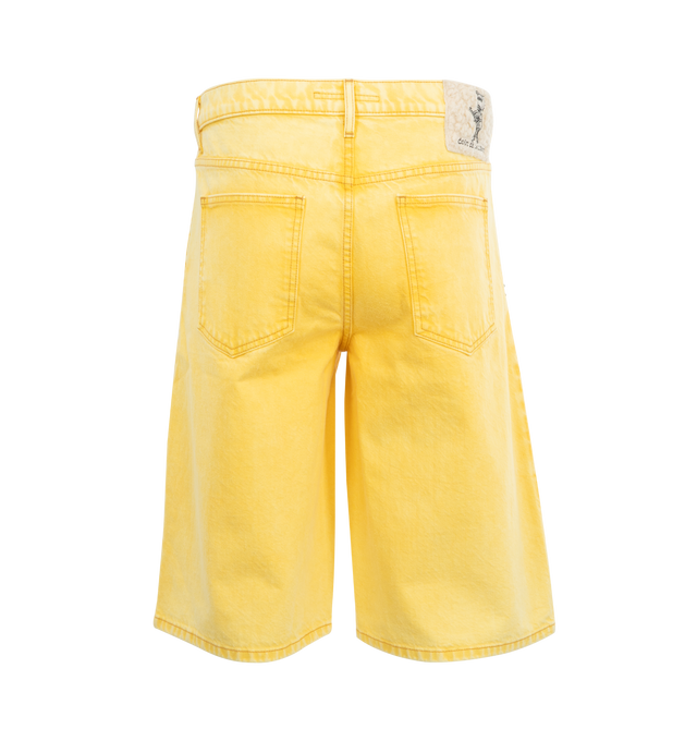 Image 2 of 3 - YELLOW - COUT DE LA LIBERTE Zander Embellished Twill Baggy Short featuring relaxed fit, button closure, five-pocket styling and rinestones. Cotton. 