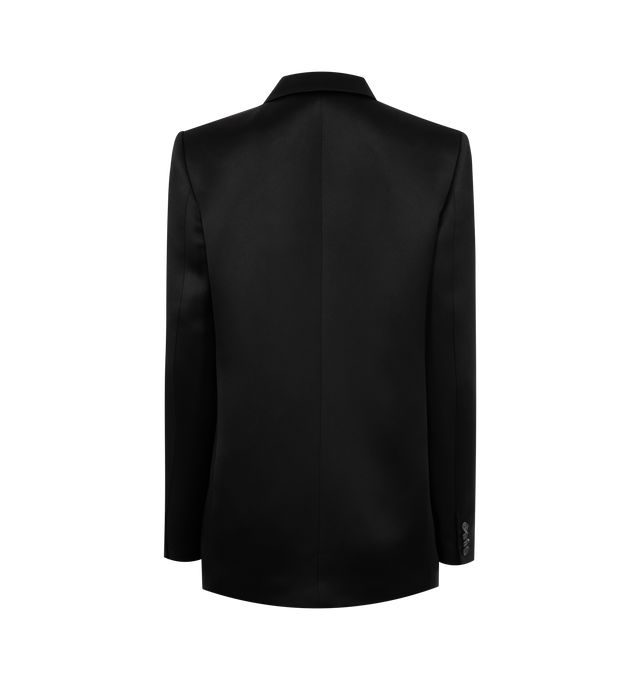 Image 2 of 3 - BLACK - KHAITE Willow Blazer featuring a sleek, tailored silhouette in structured and substantial satin with notched lapels, elongated sleeves and welt pockets. 100% viscose. Lining: 100% cupro. 