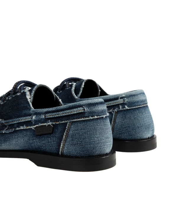 Image 3 of 4 - BLUE - LOEWE Campo boat shoe featuring the LOEWE signature round toe shape and a hand-sewn construction with a supple leather lining, flexible sole, squared leather lace closure and LOEWE embossed tag placed at the side. 20mm heel. 