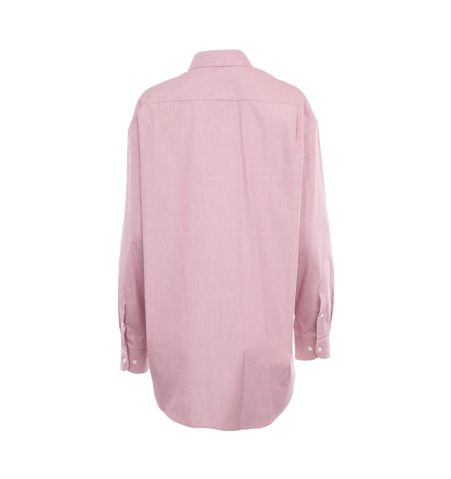 Image 2 of 3 - PINK - THE ROW Miller Shirt featuring relaxed fit, button-up front, yarn-dyed cotton poplin, exposed front placket and mother-of-pearl buttons. 100% cotton. Made in Italy. 