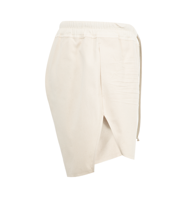 Image 2 of 3 - WHITE - RICK OWENS Boxers Shorts featuring elastic drawstring waist, side-seam pockets and side slits. 100% cotton. 