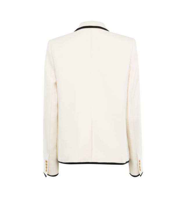 Image 2 of 2 - WHITE - NILI LOTAN Lorie Tailored Jacket featuring fully constructed fitted jacket, contrast novelty trim, front chest pocket and pocket flaps, front darts and back vent. 90% virgin wool, 10% cashmere.  