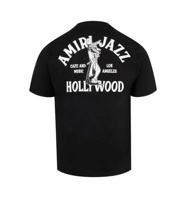 Image 2 of 2 - BLACK - Amiri Jazz Wolf T-Shirt (Mens) has a crew neck, brand graphics at the front and back, and short sleeves. 100% cotton. Made in Italy.  