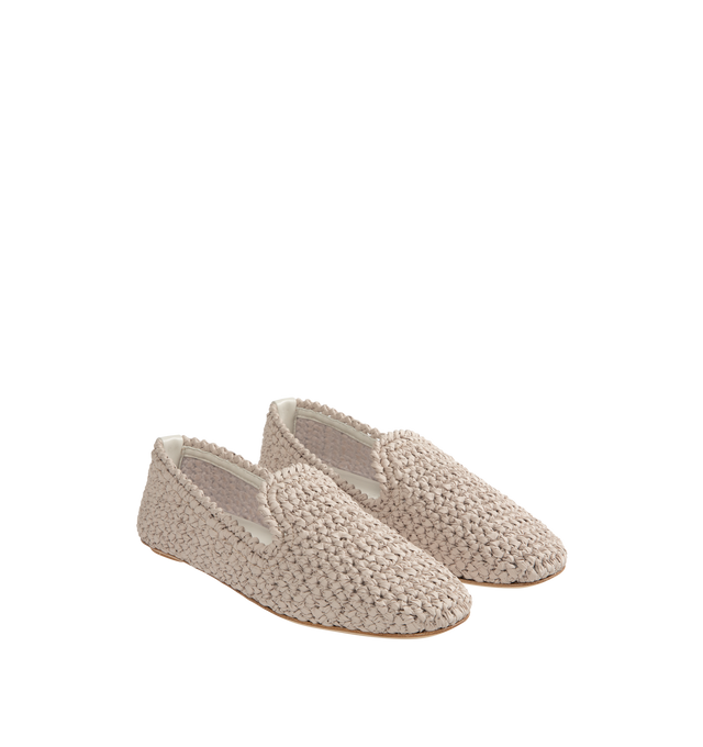 Image 2 of 4 - NEUTRAL - Moncler Weaver Leather Loafers are a slip-on style with a textured woven design. Lined. 100% polyester and lamb uppers.  