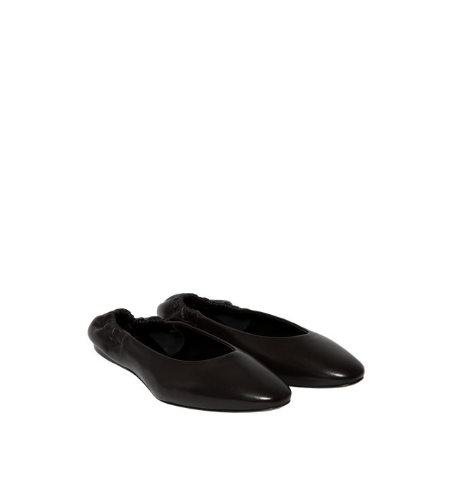 Image 2 of 4 - BLACK - SAINT LAURENT Mami Ballet Flat featuring flat heel, round toe, elastic backstay and leather outsole. 