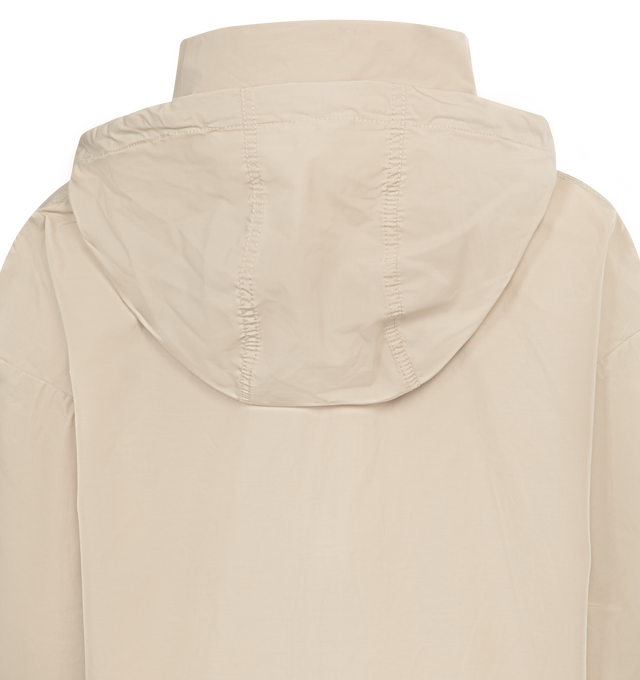 Image 3 of 3 - NEUTRAL - MONCLER Leda Short Parka featuring technical polyester mesh lining, hood, zipper closure, pockets with snap button closure, hood and hem with drawstring fastening and elastic cuffs. 60% polyester, 40% cotton. Lining: 100% polyester. 