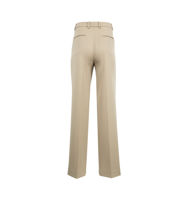 Image 2 of 3 - NEUTRAL - NILI LOTAN Alphonse Pleated Tailoring Pants featuring a double pleated front, mid rise sits high on hip, angled side slip pockets, back welt pockets, straight legs, full length, hook-tab, zip fly and belt loops. Virgin wool. Made in USA. 