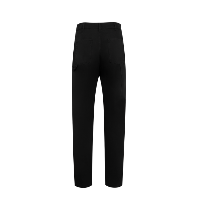 Image 3 of 4 - BLACK - The Row Mid-rise cargo pant in cotton and cashmere gabardine with straight leg, painter's loop detail, and side seam pockets. 95% Cotton, 5% Cashmere lined in 65% Polyester, 35% Cotton. Made in Italy. 