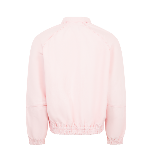 Image 2 of 3 - PINK - WILLY CHAVARRIA Ruff Rider Track Jacket featuring cotton jacket with viscose and cotton blend lining, tone-on-tone logo embroidery, front zip closure, high neck, pockets, long raglan sleeves with elastic cuffs and elastic hem. 100% cotton.  