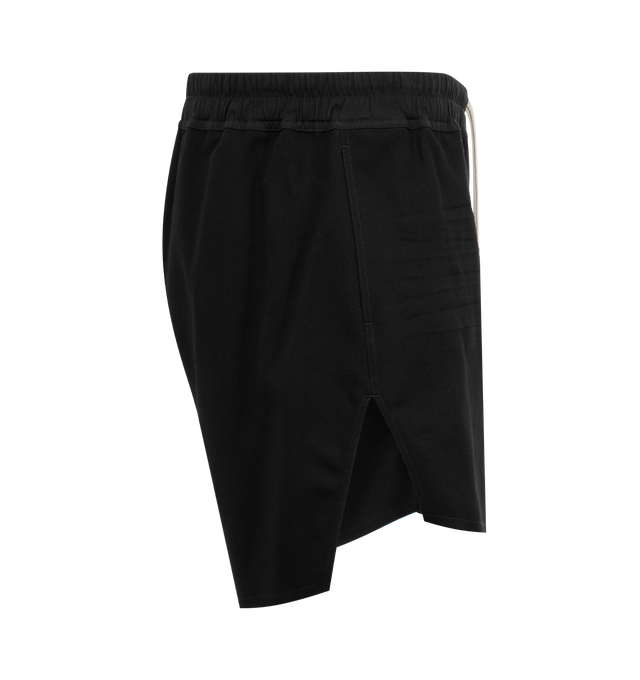 Image 3 of 3 - BLACK - Rick Owens Boxers Shorts featuring drawstring at elasticized waistband, two-pocket styling, dropped inseam and vented outseams. 100% organic cotton. Made in Italy. 