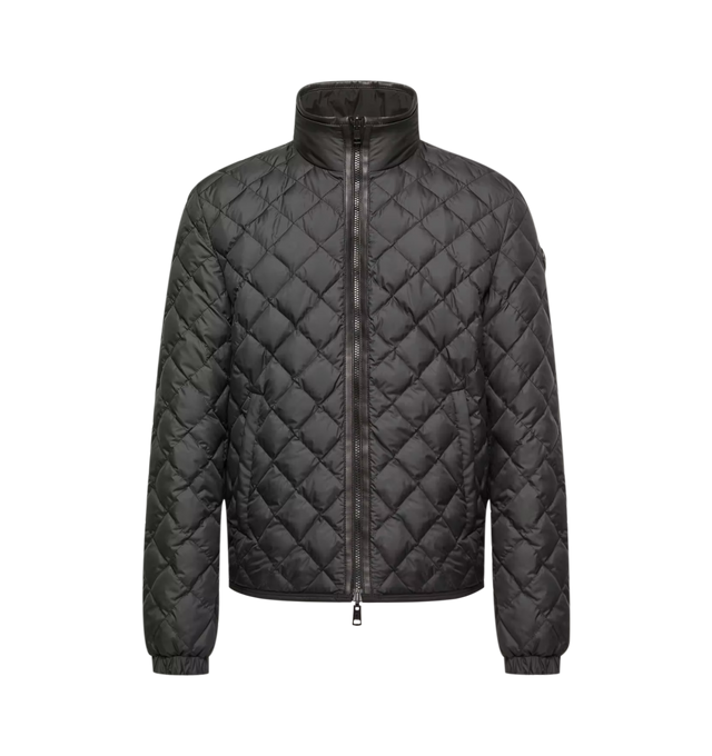 Image 1 of 1 - BLACK - Moncler Men's Delviane Reversible Diamond-Quilted Down Jacket is crafted from water-repellent AirSoft fabric and features a reversible construction for two distinct looks. Designed with diamond quilting and down padding, this lightweight jacket provides warmth without bulk while maintaining a compact, structured feel. The style is finished with a front zip closure, side pockets on one side, kangaroo pockets on the reverse, and a leather logo patch. Main Material: 100% Polyester. Linin 