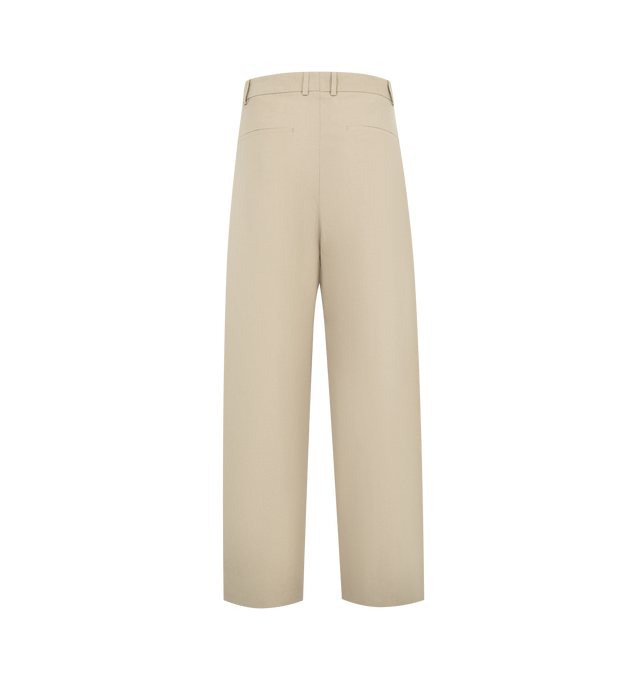 Image 2 of 3 - NEUTRAL - STUDIO NICHOLSON Line Double Pleat Volume Pant featuring mid-waisted, volume leg, slouchy fit, full length and tailoring details: double pleats with aligned belt loops, bar and tab closure. Made in Portugal. 