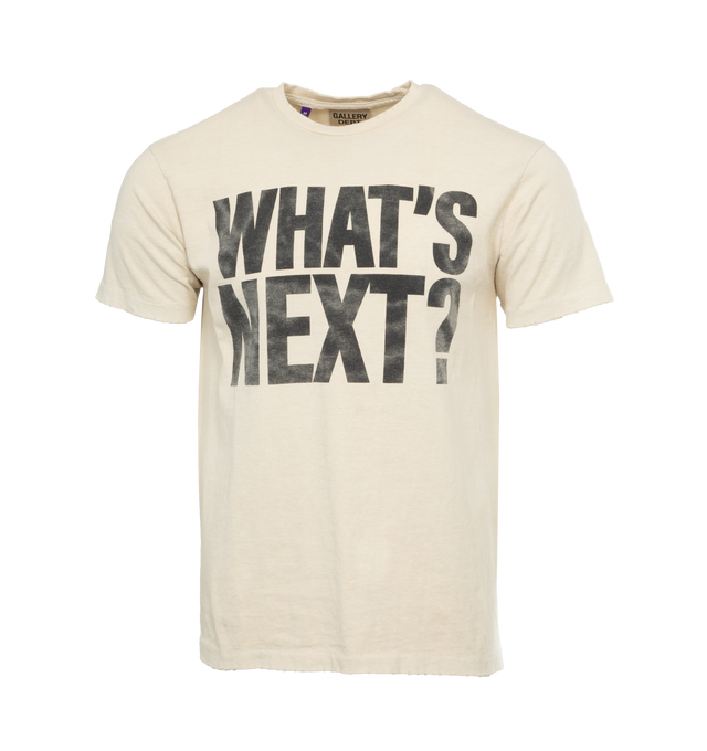 Image 1 of 4 - WHITE - GALLERY DEPT. Whats Next Tee featuring boxy fit, crew neckline, short sleeves, straight hem and screen-printed branding. 100% cotton. 