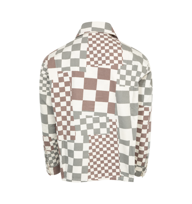 Image 2 of 2 - MULTI - ERL Check Jacket featuring check pattern printed, distressing throughout, spread collar, concealed press-stud closure, patch pockets, logo embroidered at front, dropped shoulders and press-stud fastening at cuffs. 100% cotton. Made in Portugal. 