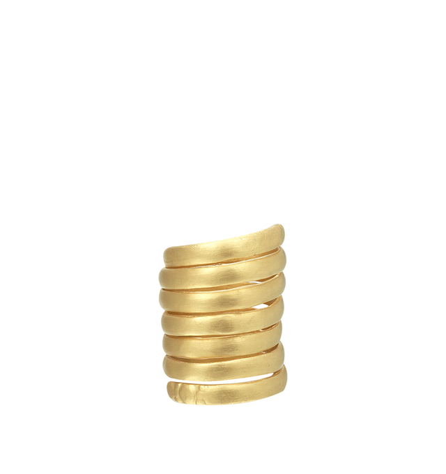 Image 1 of 3 - GOLD - Eli Halili Snake Spiral Ring is handcrafted in 24K gold and features an adjustable spiral silhouette inspired by the fluid, coiling form of a snake. Designed with Eli Halili's signature artisanal approach, this sculptural fine jewelry ring highlights the rich warmth and organic character of pure gold for a distinctive statement piece. Main Material: 24K Gold. Design: Snake Spiral. Fit: Adjustable. Ring Size: 6.5. For personal consultation and detailed information about jewelry, please  