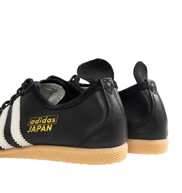 Image 3 of 5 - BLACK - ADIDAS Japan Sneaker featuring regular fit, laces, leather upper, leather lining, rubber outsole, low-profile T-toe design and signature archive branding. 