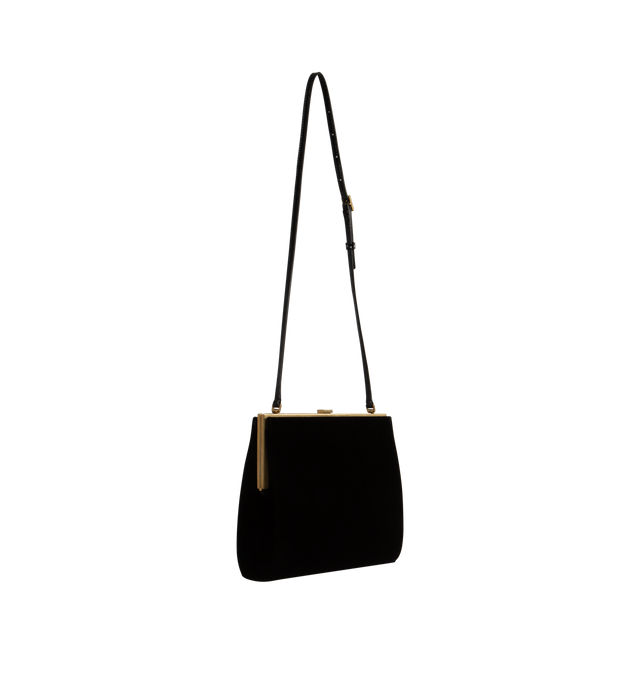 Image 2 of 3 - BLACK - SAINT LAURENT Small Le Anne-Marie Shoulder Bag featuring hinged kiss-lock closure, one main compartment, interior slip pocket and embossed Saint Laurent signature. 7.1" W x 8.5" H x 2.5" D. Shoulder strap with a 12" drop. Made in Italy. 