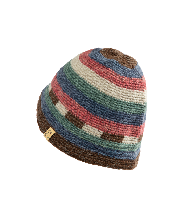 Image 2 of 2 - MULTI - VISVIM Hand knit crochet bucket hat made from a natural dyed wool, linen and cotton fabric. 35% wool / 34% linen / 31% cotton. Circumference 57 cm. 