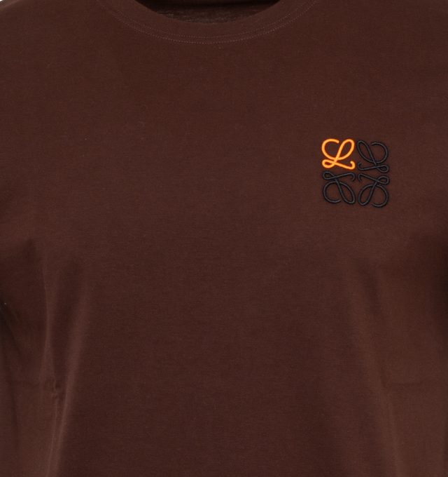 BROWN - LOEWE Anagram T-Shirt has a crew neck, signature Anagram logo, and short sleeves. 100% cotton. Made in Portugal. 