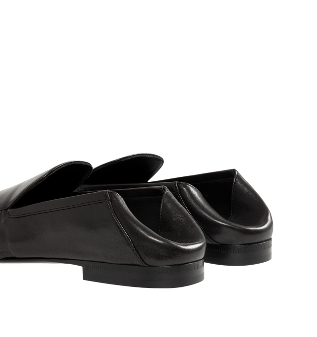 Image 3 of 4 - BLACK - SAINT LAURENT Alain Slippers featuring an almond gathered moc toe, a flexible heel counter that may be worn up or folded down and leather sole. Lambskin. Made in Italy. 