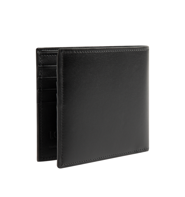 Image 2 of 3 - BLACK - Loewe Mens Logo Cardholder is crafted from shiny calfskin. Features four card slots, one central pocket, embossed and printed bi-color archive-inspired LOEWE logo, and calfskin lining. Main Material: Shiny Calfskin; Lining: Calfskin. Dimensions: 10.3cm W x 7.5cm H x 0.3cm D. Made in Spain. 