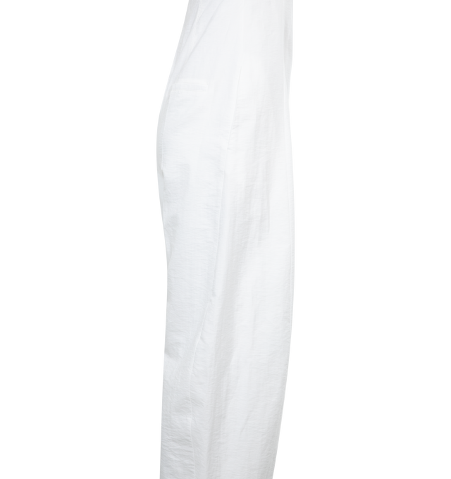 WHITE - STELLA MCCARTNEY Corset Jumpsuit featuring square neck, boning at front, four-pocket styling, mock-fly, creased legs, fixed shoulder straps, concealed zip closure at back and full acetate and silk-blend crepe lining. 49% linen, 40% cotton, 11% polyamide. Lining: 73% acetate, 27% silk. Made in Hungary.