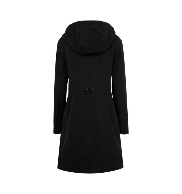 Image 2 of 3 - BLACK - MONCLER Laerte Hooded Parka featuring poplin technique, adjustable hood, zipper closure, patch pockets with snap button closure, sleeve pocket and waistband with drawstring fastening. 60% polyester, 40% cotton. 