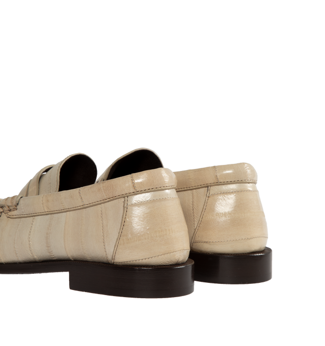 Image 3 of 4 - NEUTRAL - SAINT LAURENT Le Loafer Penny Slippers featuring cassandre in gold toned metal and leather sole. 100% eelskin. 