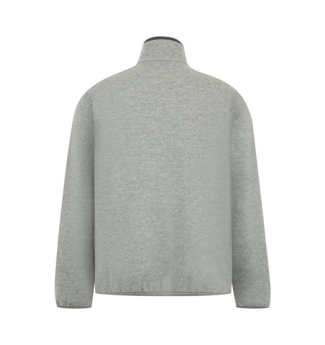 Image 2 of 3 - GREY - The Row Men's Maury Sweater is crafted from soft cotton fleece and features a relaxed silhouette with a high-neck collar, long sleeves, and an elasticated hem. Designed with a Henley-style front placket with snap-button closure and discreet side-seam pockets, this designer pullover reflects The Row's refined approach to elevated everyday essentials. Main Material: 100% Cotton. Fit: Relaxed. Closure: Snap-Button Henley Placket. Pockets: Side-Seam Pockets. Made in Italy. 