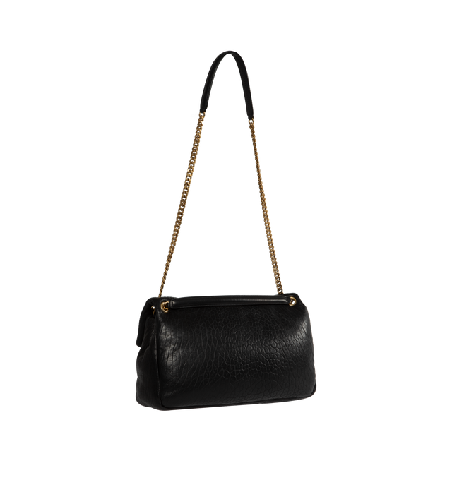 Image 2 of 4 - BLACK - SAINT LAURENT Calypso Large Bag featuring grosgrain lining, snap button closure and one interior pocket. 11" X 8.7" X 4.7". 95% lambskin, 5% brass. 