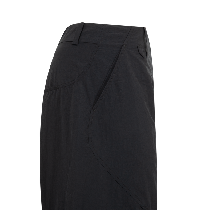 Image 3 of 3 - BLACK - JACQUEMUS Molino Cargo Pants featuring mid-high rise, lightweight technical fabric, wide curved leg, rounded seams, hidden snap button and zip fly, belt loops including a "J" loop, side-seam pockets, gusseted cargo pockets and slit pockets in the back. 96% polyamide, 4% polyurethane. Lining: 55% cotton, 45% polyester. Made in France. 