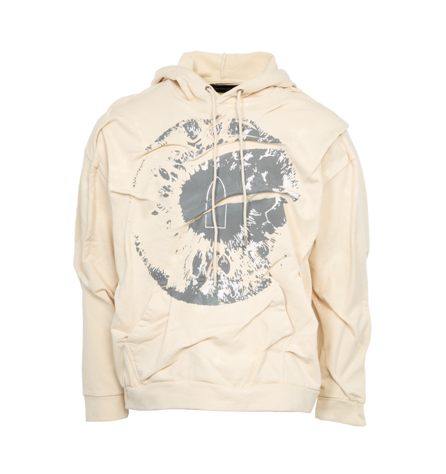 WHITE - WHO DECIDES WAR Gathered Eye Hooded Sweatshirt featuring patchwork, boxy fit, slightly cropped and hood with drawstring. 100% cotton.