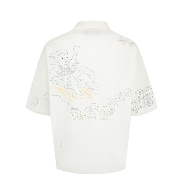 Image 2 of 2 - WHITE - Nahmias' 'Scribble' shirt is printed with faded graphics that give it a playful feel. Made from vintage-washed cotton-poplin, it's designed in Los Angeles with a relaxed fit. Material: 100% cotton. Imported 