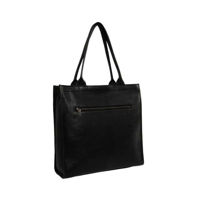 Image 2 of 3 - BLACK - SAINT LAURENT Sac Cabas Bag featuring grained leather exterior with bengaline lining, top zipper closure, one main compartment, interior button pocket and interior zipper pocket. 13.75" W x 13.5" H x 4.6" D. Strap drop: 9.5". 100% leather. Made in Italy 