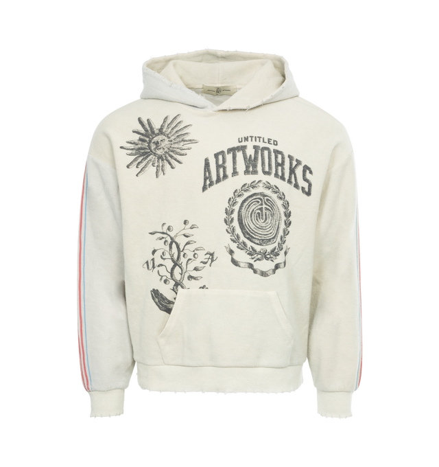 WHITE - UNTITLED ARTWORKS Hoodie Reversed Double featuring graphic print throughout, ribbed cuffs and hem, hood and kangaroo pocket. 98% cotton, 2% polyurethane.