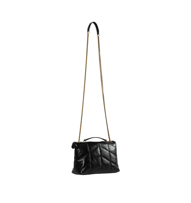 Image 3 of 4 - BLACK - SAINT LAURENT Puffer Loulou Toy Bag featuring magnetic snap tab, interior zipped pocket, two card slots and sliding chain. 9 X 6.1 X 3.3 inches. 100% calfskin leather.  