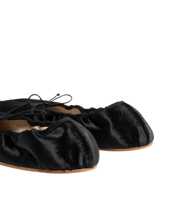 Image 3 of 4 - BLACK - THE ROW Round Ballet Flat featuring slip-on styling, almond toe, smooth nappa upper with cow leather sole and goat leather lining. Made in Italy. 