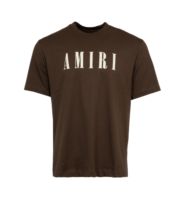 BROWN - AMIRI Core Logo Tee featuring short sleeves, crew neck, relaxed fit and logo across the chest. 100% cotton. 