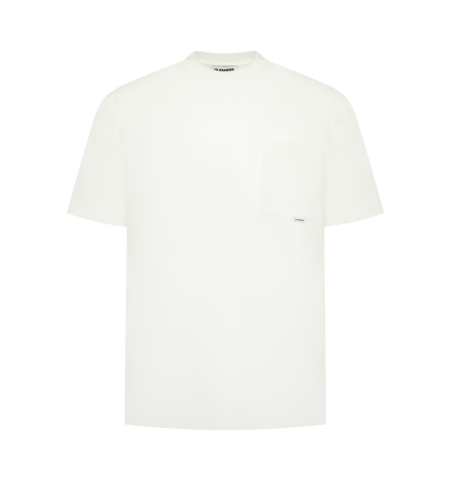 Image 1 of 2 - WHITE - Jil Sander Mens T-Shirt is crafted from soft cotton jersey. Features a relaxed fit, crew neckline, short sleeves, straight hem, and a chest pocket. Main Material: 100% Cotton. Made in Italy 