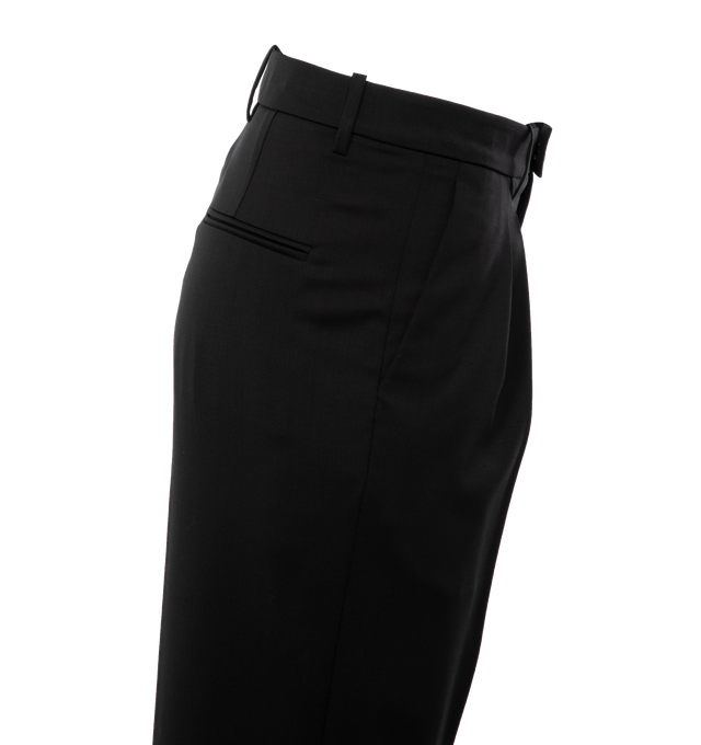 Image 3 of 4 - BLACK - NILI LOTAN Alphonse Pleated Tailoring Pant featuring relaxed mid-rise fit, double front pleats, straight legs with pressed creases, zip fly and hook-and-bar front closure, front slash pockets and back besom pockets. 98% virgin wool, 2% elastane. Made in USA. 