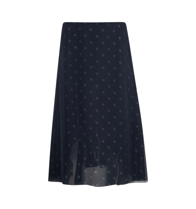 Image 1 of 3 - NAVY - ACNE STUDIOS Polka Dot Georgette Skirt featuring midi length, hidden side-zip closure and polka dot print. 100% polyester. 