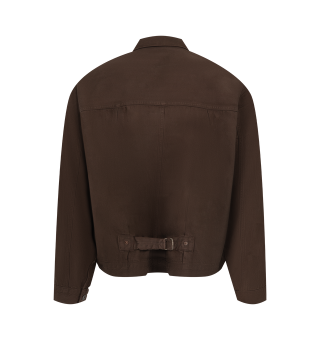 Image 2 of 2 - BROWN - A.Presse Men's 1st Type Denim Jacket is crafted from 13 oz denim and inspired by the iconic S213 Type 1 denim jacket. Finished with original tack buttons, the jacket undergoes multiple hand-applied processes to recreate the appearance of aged vintage denim, resulting in unique variations in texture, color, and distressing. Main Material: 100% Cotton. Fabric: 13 oz Denim. Hardware: Original Tack Buttons. 