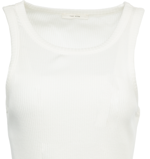 Image 3 of 3 - WHITE - THE ROW Misty Top featuring a straight fit tank top in lightweight ribbed cotton. 100% cotton. Made in Italy. 