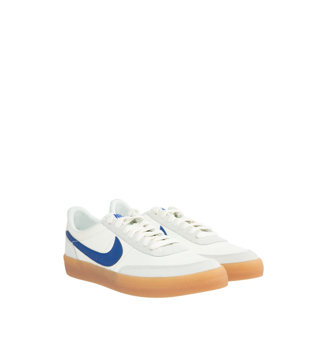 WHITE - NIKE Killshot 2 Leather featuring original low-profile, upper textured leathers, rubber gum sole, "NIKE" on the heel and bold Swoosh.