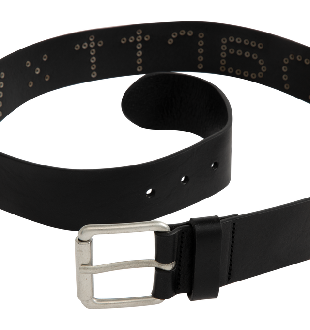 Image 2 of 3 - BLACK - Carhartt WIP Script Belt has a studded design and a nickel-free adjustable metal buckle. 100% leather. Made in Italy.  