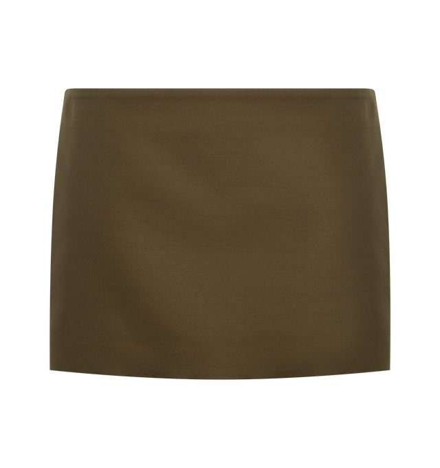Image 1 of 3 - BROWN - Khaite minimal miniskirt that gains structure from cady selected for its rich texture, beautiful drape, and silken luster. Concealed zipper closure at side. Wool silk cady (74% wool, 26% silk ) 